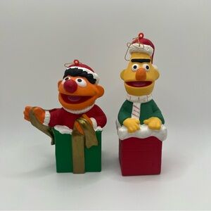 Vintage Sesame Street Christmas Ornaments Bert Ernie 1990s Jim Henson Lot Of 2
